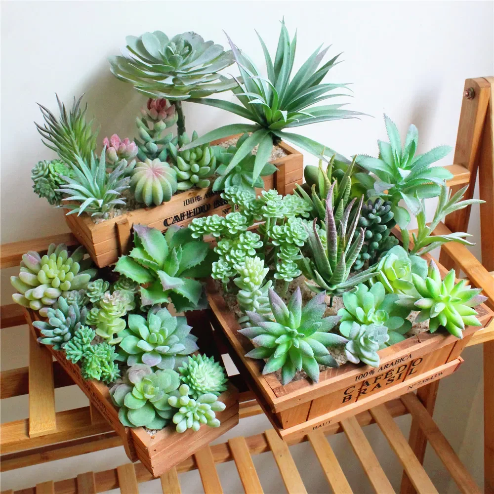 

NEW2023 Home Garden Decoration Green Artificial Succulents Plants Desktop Mini Small Bonsai Bedroom Living Room Ornament Party S