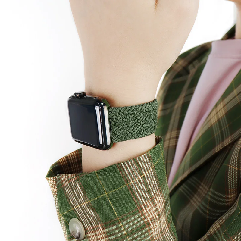 Braided Loop Strap For Apple Watch Band 44mm 40mm 45mm 41mm 42mm 38mm Stainless Steel Bracelet Correa iWatch Serie 3 4 5 6 SE 7