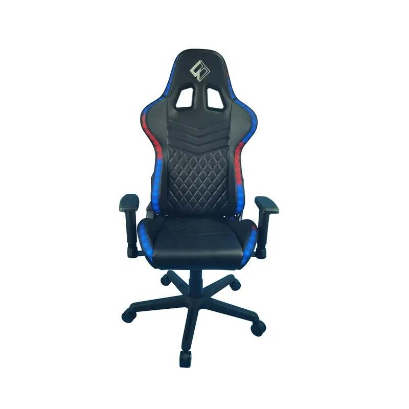 

RGB LED Factory Made All Black Good Quality Best Ergonomic Leather Racing Gaming Chair