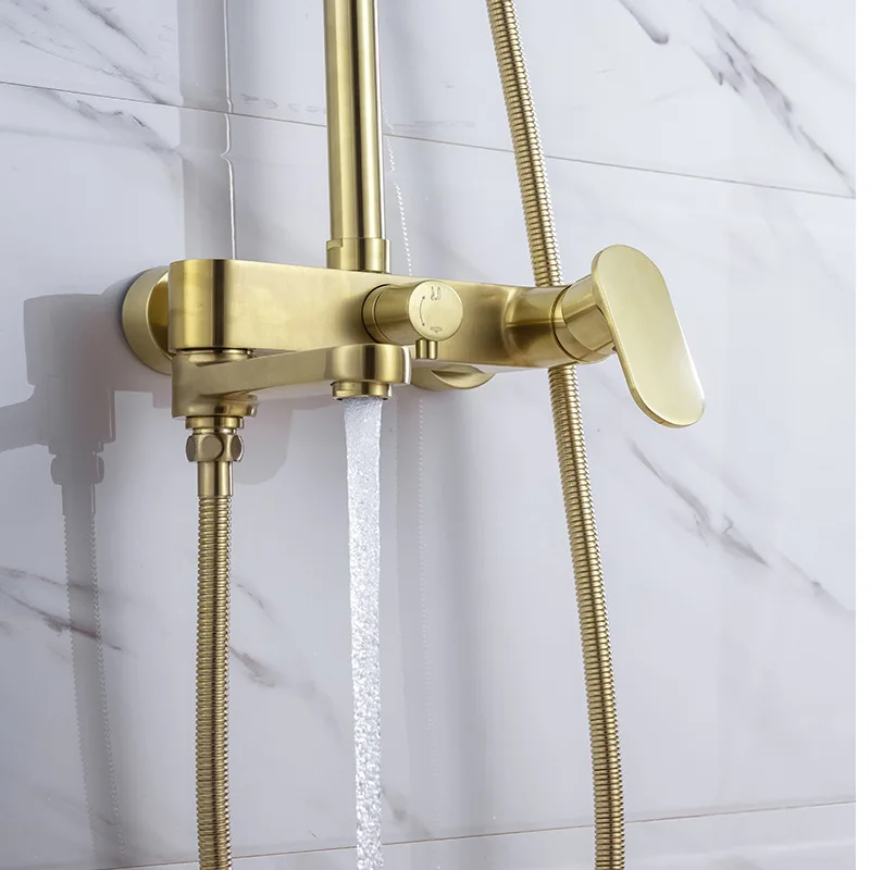 Душевой набор матовый золотой медный душ дождевик насадка для смешивания