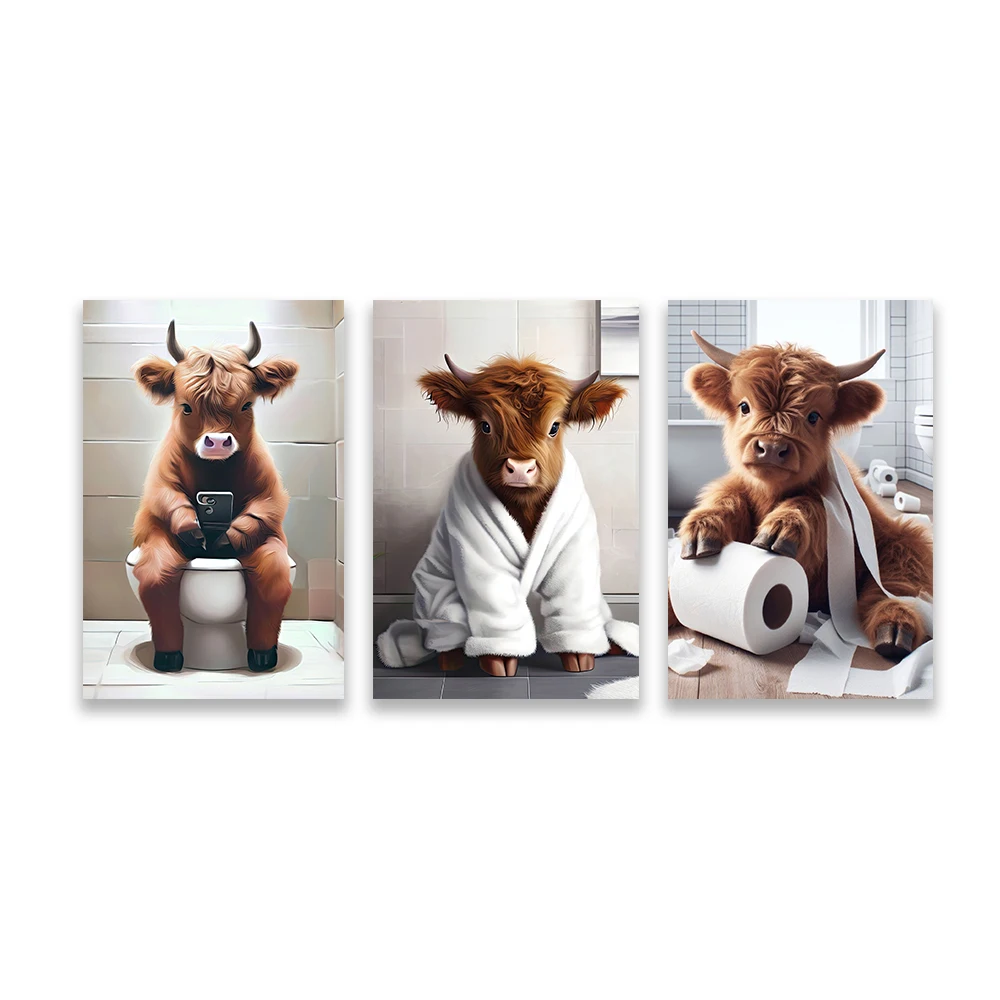 

3 шт. Картина на холсте HEROCROSS Шотландская горная корова