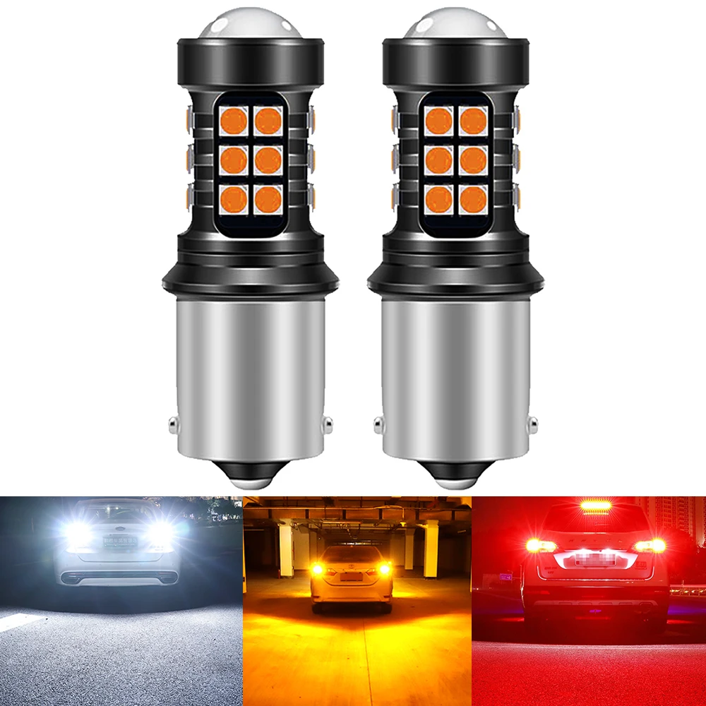 Светодиодные лампы для указателей поворота, 2 шт., S25 1156 P21W BA15S LED 1157 BAY15D BAU15S PY21W T20 LED 7440 7443 W21W 3157 P27/7W