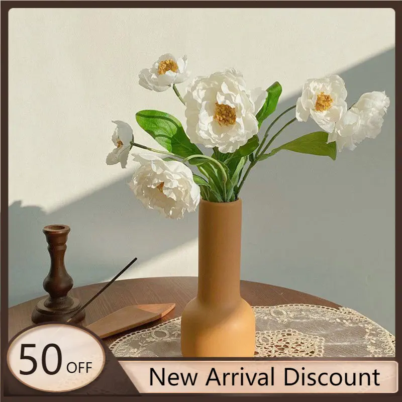 

Ceramic Tall Floor Vase Art Design Original Modern Yellow Plants Girl Vase Minimalist Living Room Vasos Room Decorations