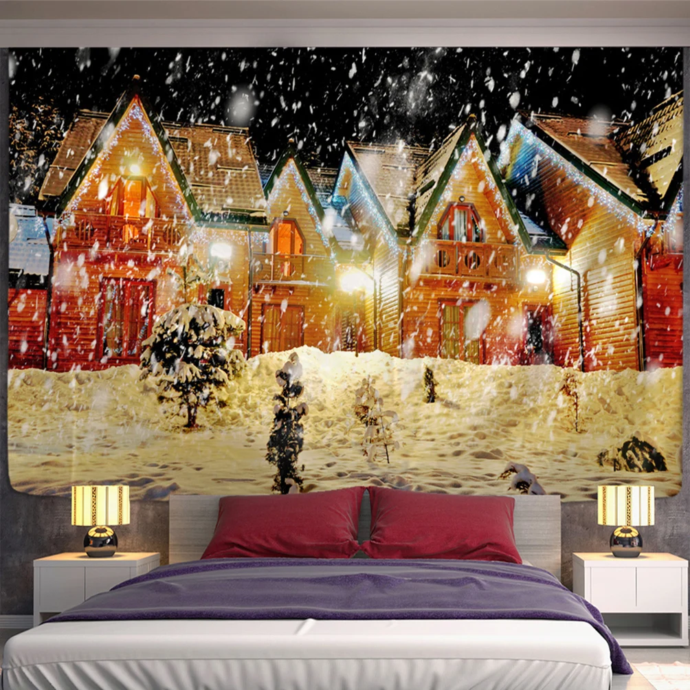 

New Year Merry Christmas Night Tapestry Wall Hanging Wall Decor Aesthetic Room Decor Hippie Living And Bedroom Home Decoration