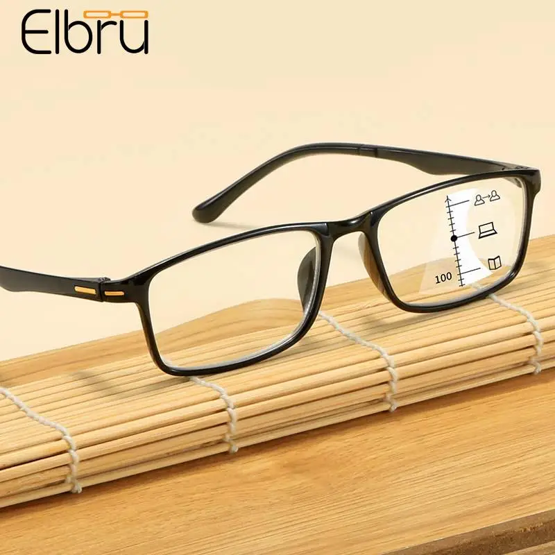

Elbru Progressive Multifocal Anti-Blue Light Reading Glasses Women Men Far And Near Intelligent Zoom Presbyopic Eyeglasses +1+4