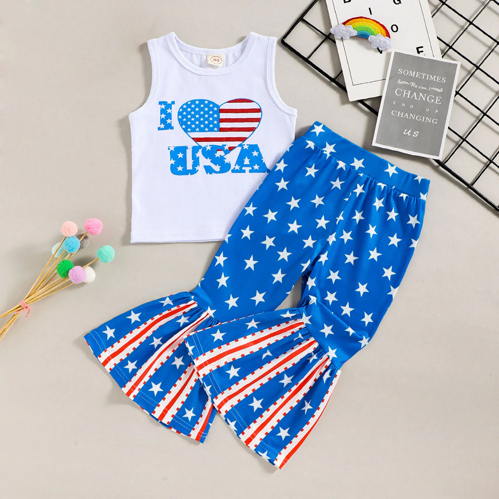 

2 шт./комплект, жилет без рукавов и брюки-клеш