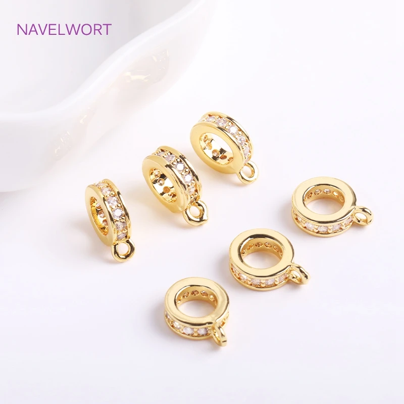 

14K Gold Plated Inlaid Zircon Round Pendant Bail,Connector For Jewelry Making Brass Metal Pendant Bail DIY Handmade Crafts Parts