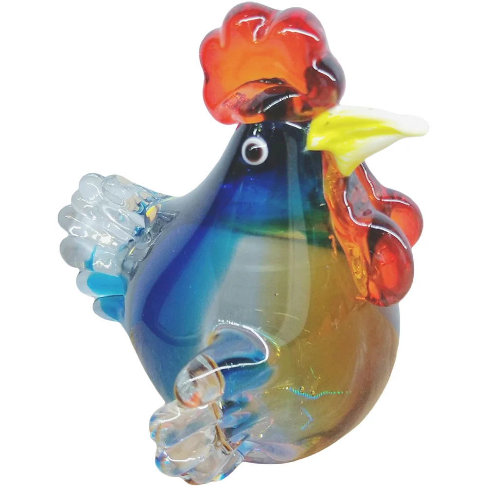 

Rooster Figurine Chicken Animals Sculpture Figurines Crystal Blown Ornament Decor Animal Hen Farm Home Hand Statue Ornaments