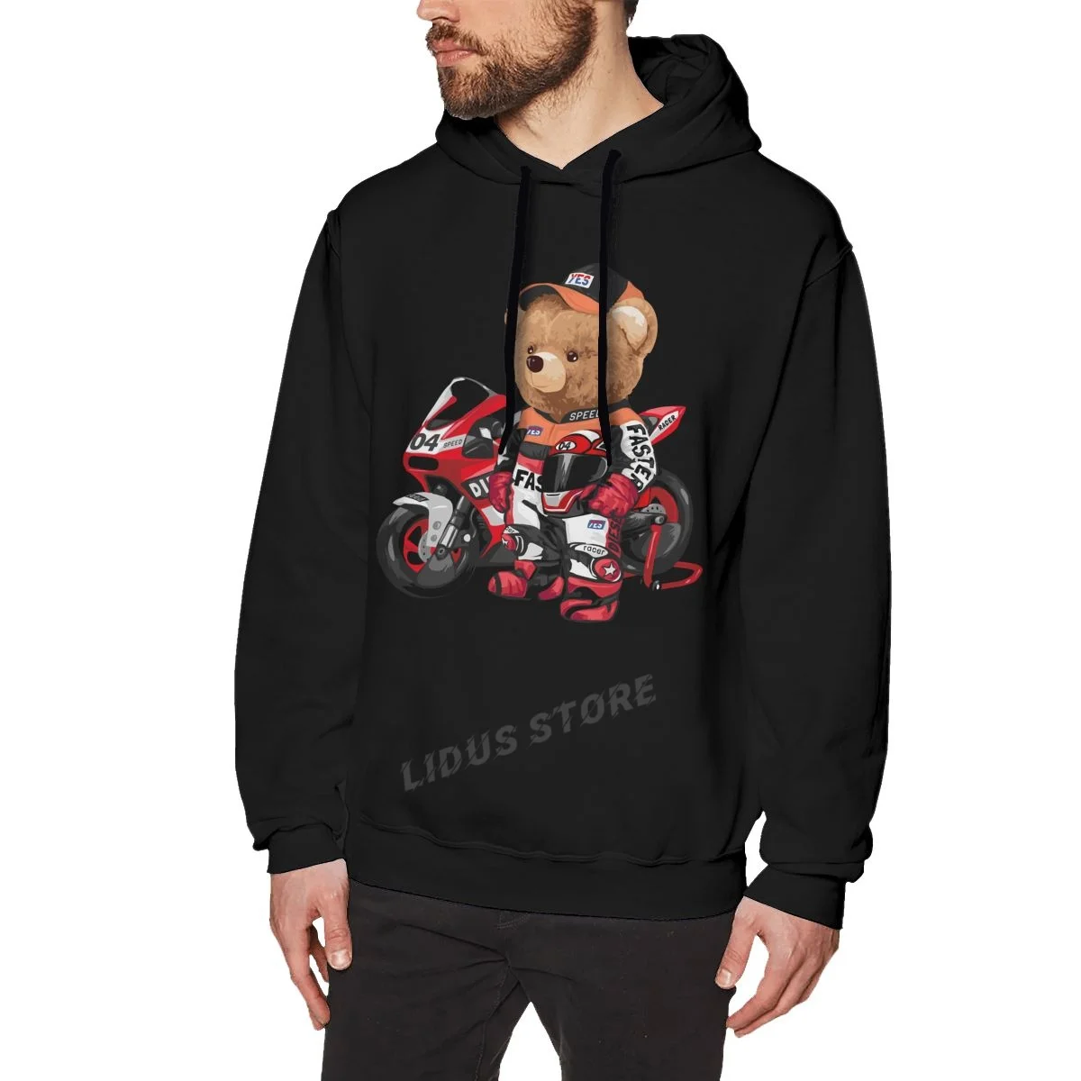 

Speed Racer Teddy Bear Racer Suit And Motorcycle Hoodie Sweatshirts Harajuku Creativity Streetwear Hoodies