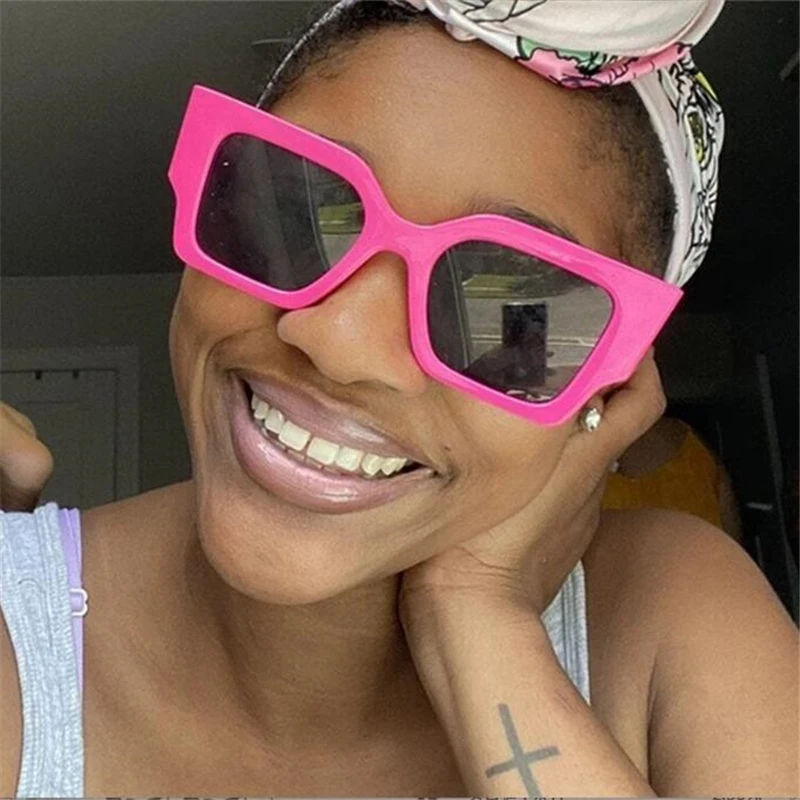 Новинка солнцезащитные очки в розово-Красной Квадратной большой оправе женские