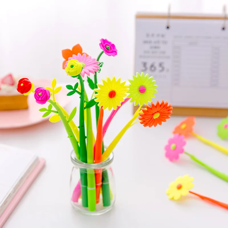

10Pcs Cute Cartoon Flower Series Neutral Pen Treat Kids Birthday Party Favors Wedding Bridesmaid Guest Gift Girl Pinata Giveaway