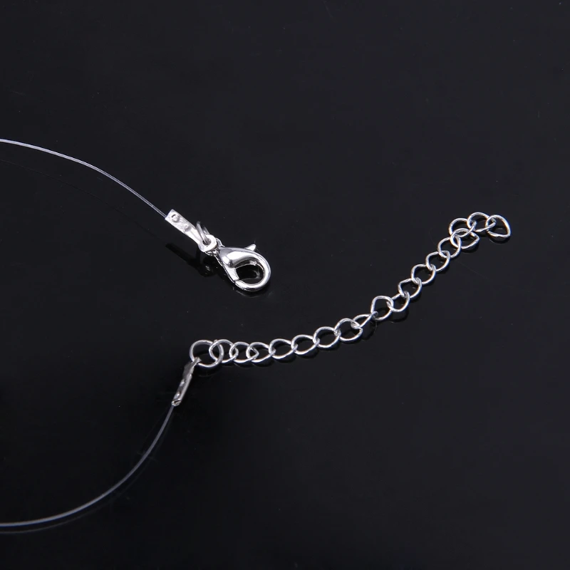 Невидимый кубический цирконий кулон ожерелье прозрачный леска колье подарок K3ND