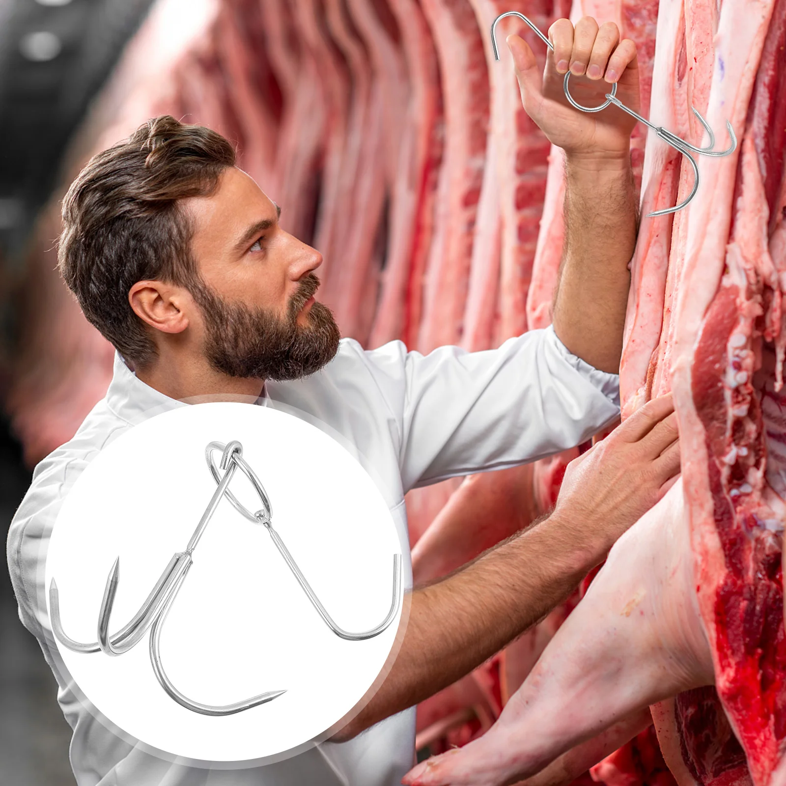 

2pcs Stainless Steel Duck Hooks- Hooks for Bacon Hams Meat Processing Butcher Hook Hanging Drying Grill Cooking Smoker Hook Tool