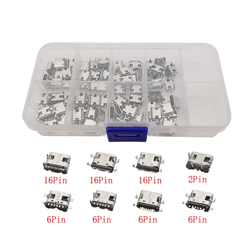 

80 шт. USB Type C гнезда 2/6/16 pin для пайки