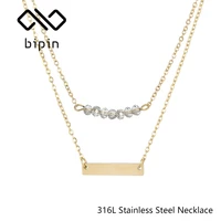 bipin stainless steel necklace fashion layered necklace set exquisite women crystal pendant necklace wholesale