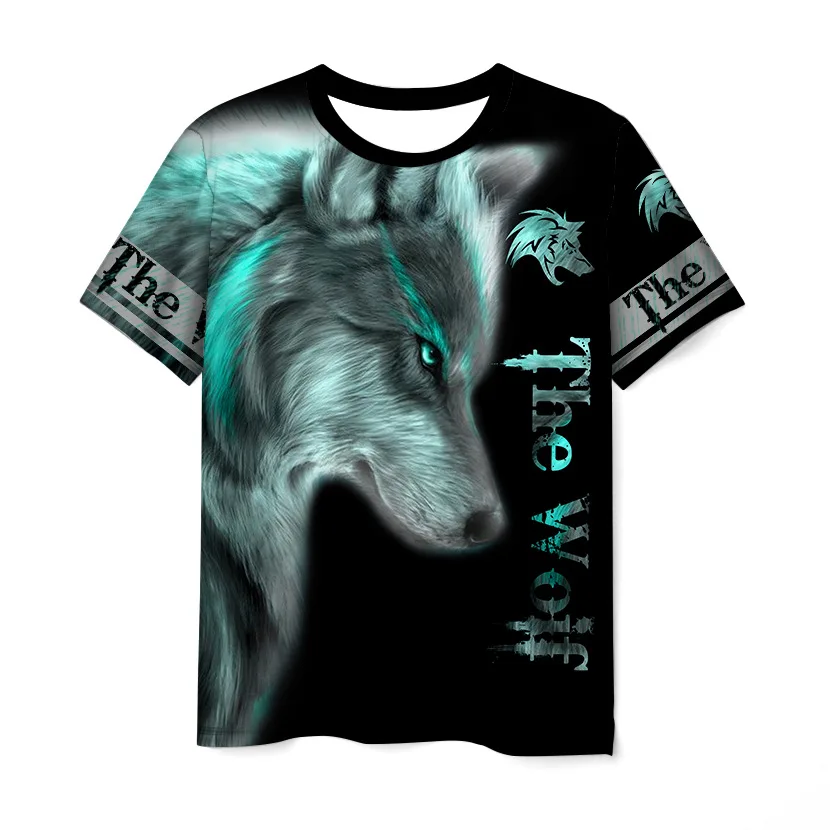 

Рубашка 3DT повседневная мужская футболка с коротким рукавом 3D Футболка с принтом животного волка