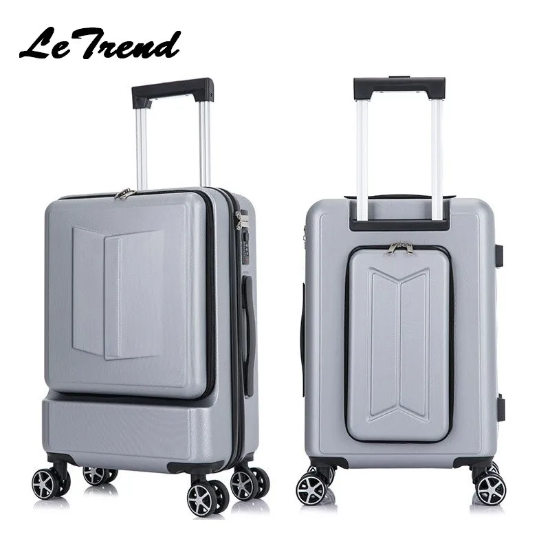 Letrend New Business 24 Inch Front Pocket Rolling Luggage Trolley Password Box 20' Boarding Suitcase Women Travel Bag Trunk