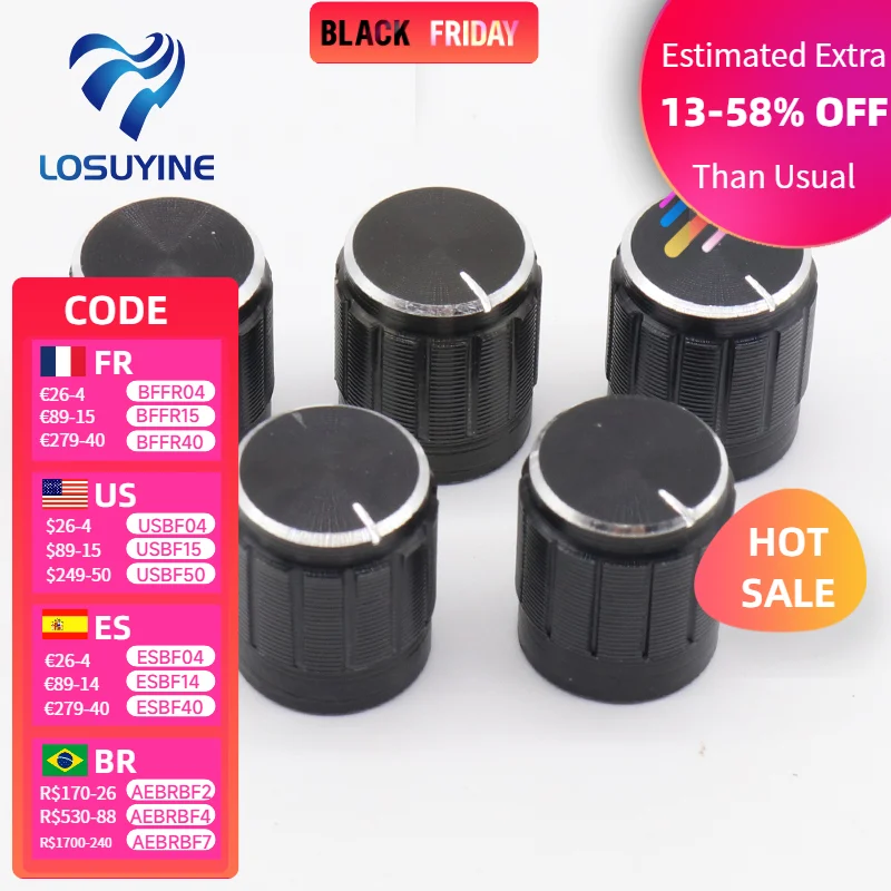 

10 шт. нескользящие ребристые черные 6 мм серебристого цвета пластиковые потенциометры поворотные ручки управления колпачки 15x17 мм