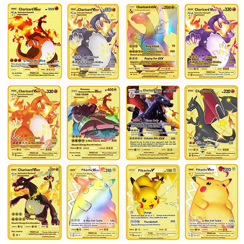 27-54 шт./компл. испанский редкий металлический золотой карточный бокс Pokemon Vmax GX Energy