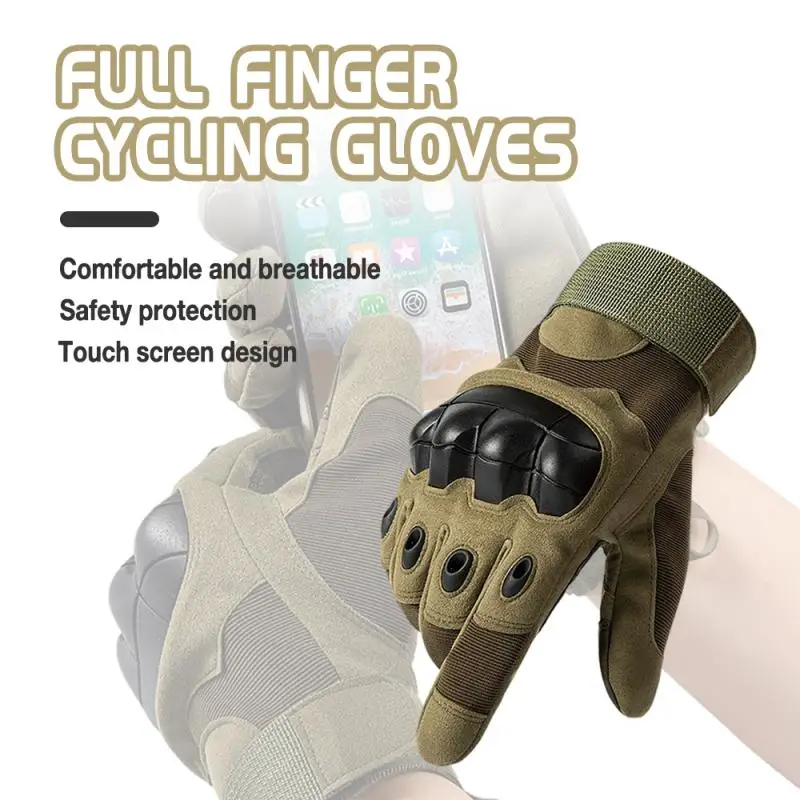 

RU Military Tactical Gloves Outdoor Sports Army Full Finger Combat Motocycle Slip-resistant Carbon Fiber Tortoise Shell Gloves