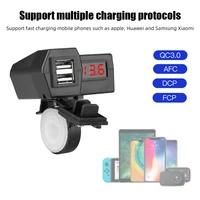 double usb 3 0 motorcycle quick charge with voltmeter led display sockets waterproof dustproof adapter usb moto accessories