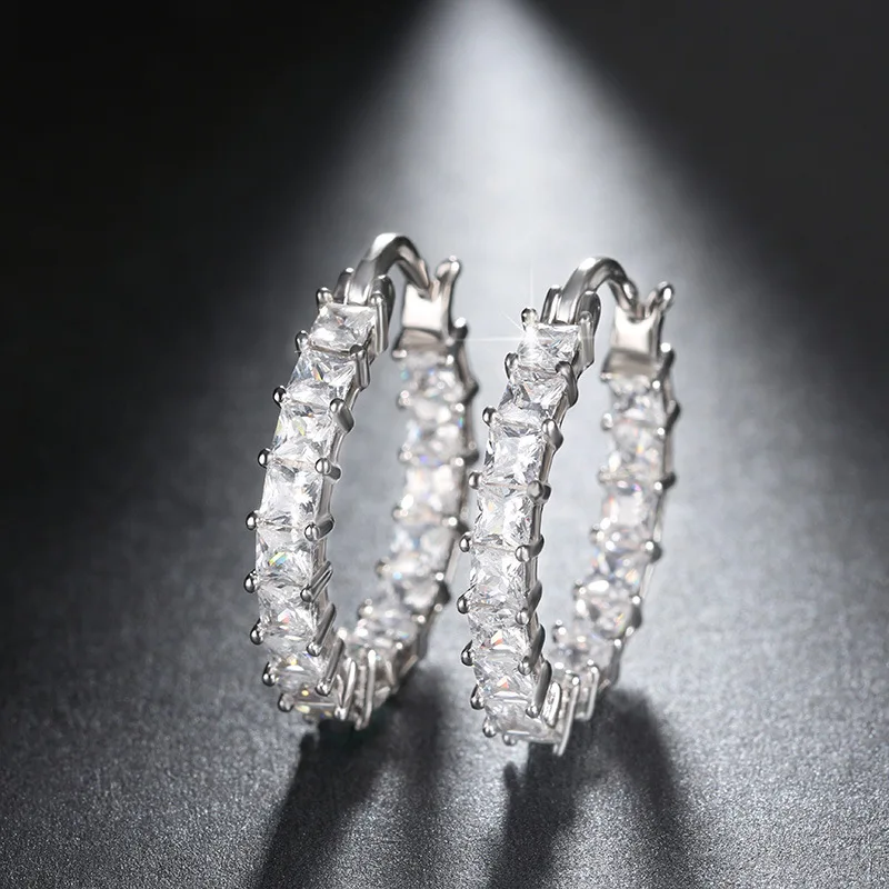 

Cubic Zirconia Earrings Women Party Daily New Trendy Hoops for Wearable Delicate Girls Earrings Bling Bling Female Jewelry
