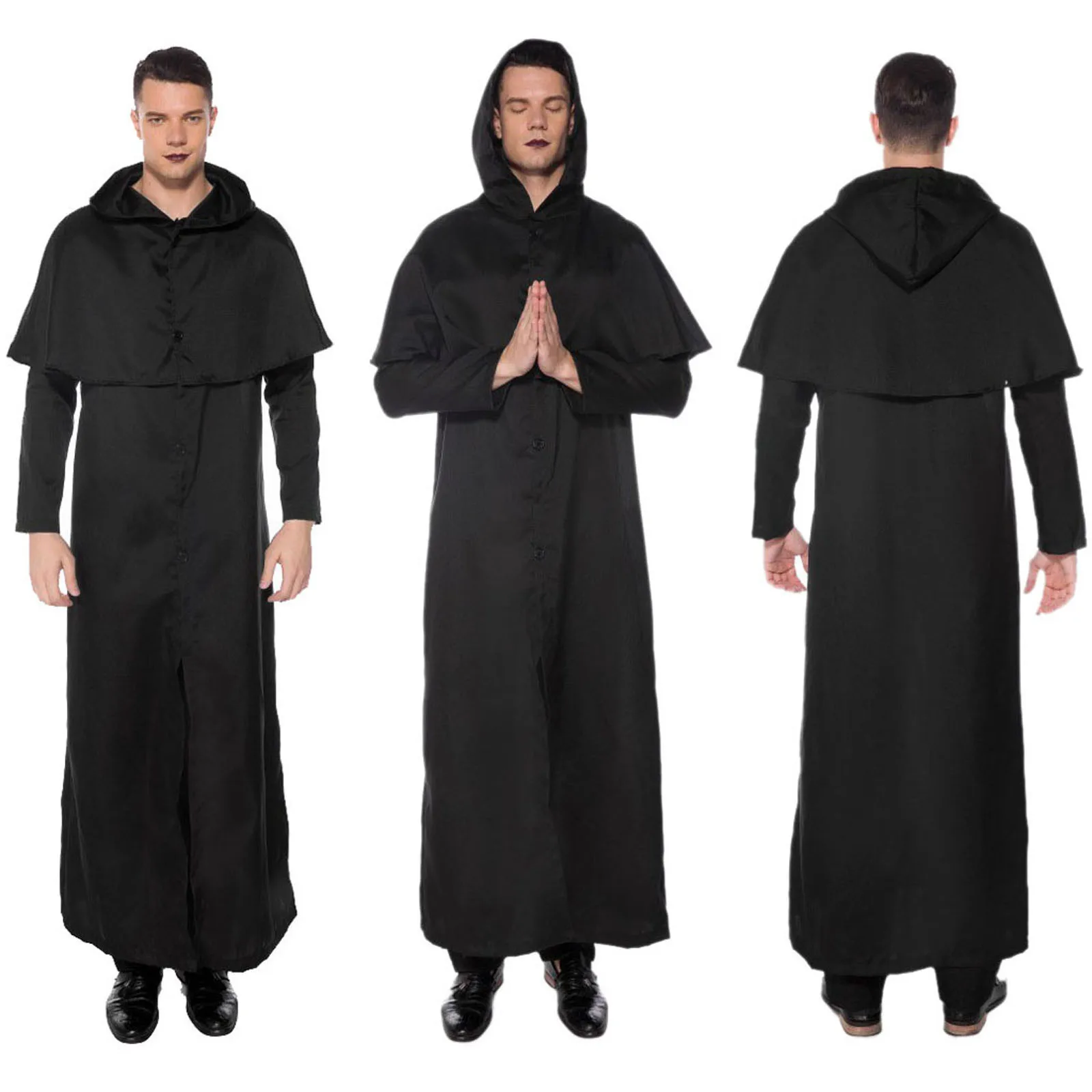 

Cosplay Medieval Men Costumes Knight Pirate Prince Gothic Retro Hooded Cloak Capes Long Robes Jackets Coat Carnival Halloween