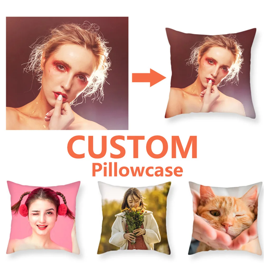 

Pillow Case Customize Design Photo Custom of Seat Cushion Cover Sofa Bed Pillowcase Wedding Gift DIY Home Decor Throw Pillows