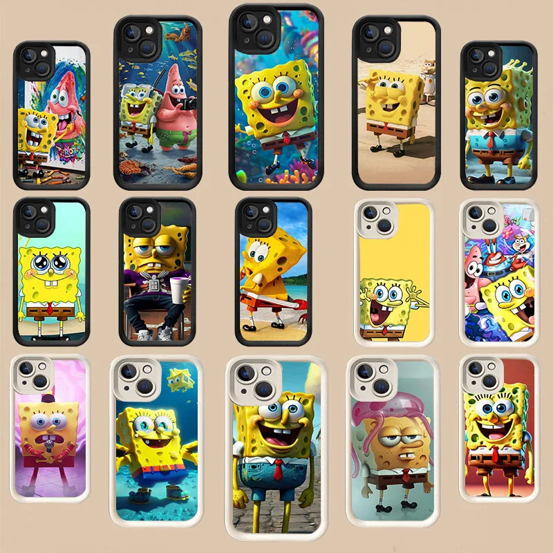 WR-65 Черный ступенчатый чехол из ТПУ Губка Боб Квадратные Штаны для iPhone 11 12 13 14 15 Mini