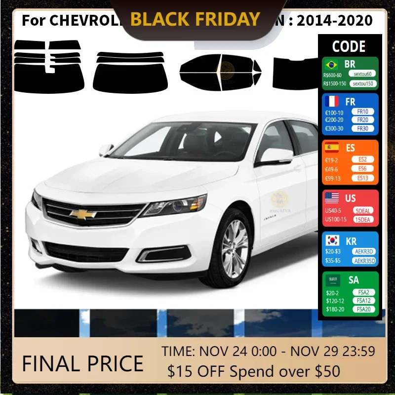 

Precut nanoceramics car UV Window Tint Kit Automotive Window Film For CHEVROLET IMPALA 4 DR SEDAN 2014-2020