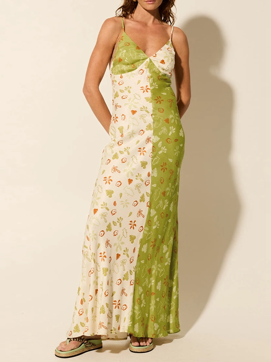CHQCDarlys женское летнее Цветочное платье на тонких бретелях Макси сексуальное