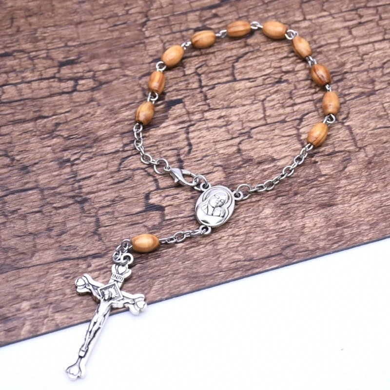 Католический браслет-четки с крестом ароматные деревянные бусины четки