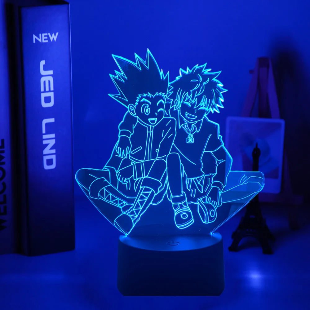 Acrylic 3d Lamp Anime Hunter X Hunter Killua and Gon for Bedroom Decor Nightlight Birthday Gift Led Night Light Manga Hxh Killua