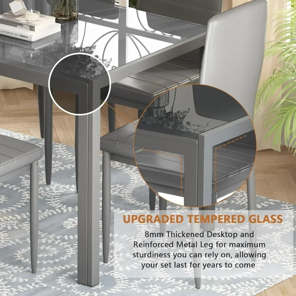 Кухня из 7 предметов на 6 человек стол закаленного стекла и стулья искусственной