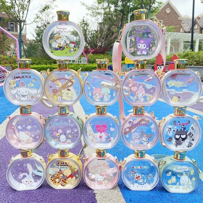 

Sanrios Kuromi Littletwinstars My Melody Cinnamoroll Pompom Purins Kittys Xo Anime Cute Cartoon Crossbody Transparent Water Cup
