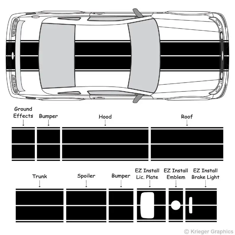 

3M Eleanor Dual Rally Racing Stripes for 2005-09 Ford Mustang 2006 2007 2008 2009