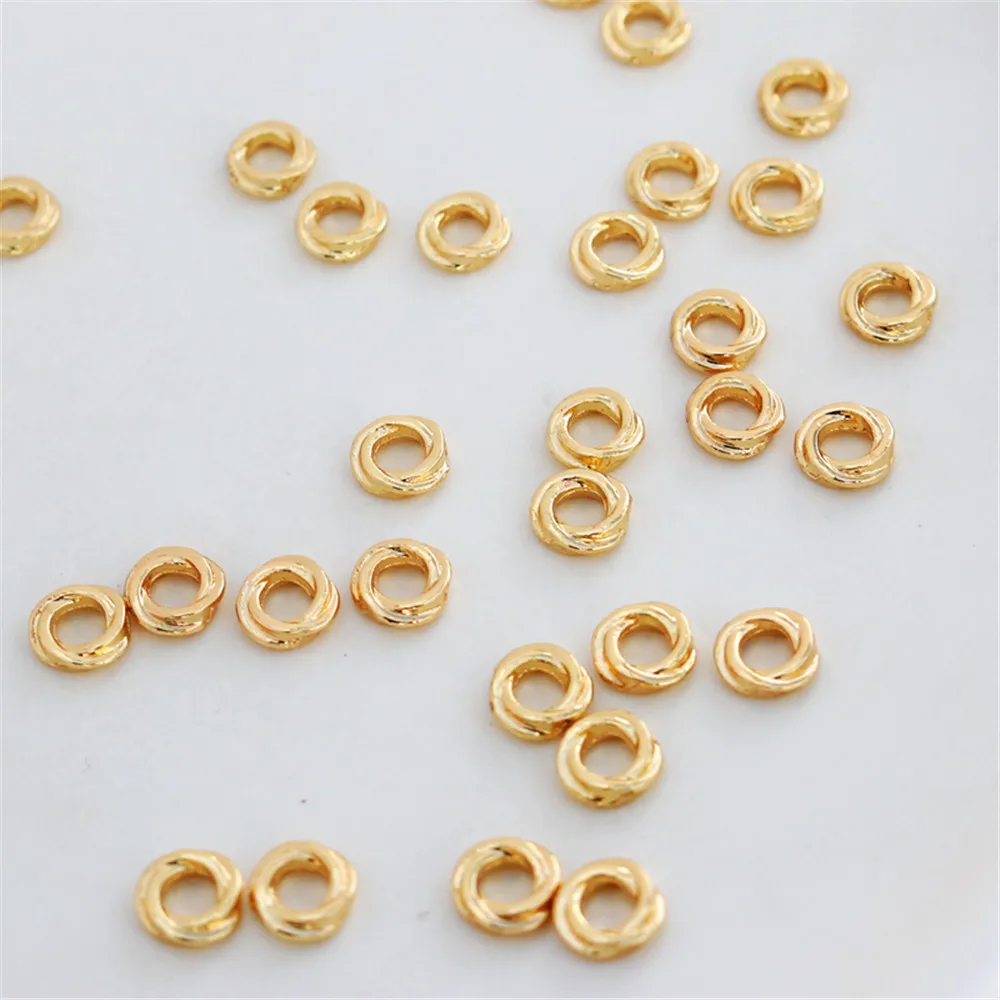 

14K Gold Filled Plated Accessories Twist ring twist ring spacer gasket 4MM beads 6MM large hole loose beads DIY accessories