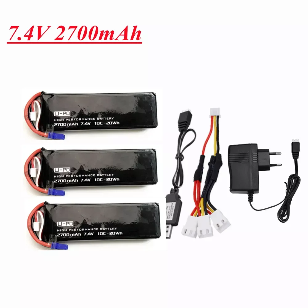 

2023New Original H501S Battery 7.4V 2700mAh 10C For H501S H501C X4 RC Quadcopter Parts 2s 7.4v lipo battery and Charger Set
