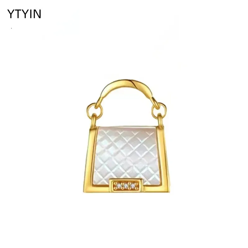 

YTYIN Real 18K Handbag Design Pendant Women Au750 Inlaid With Diamonds Gift For Girlfriend Fine Jewelry Light Luxury Elegance