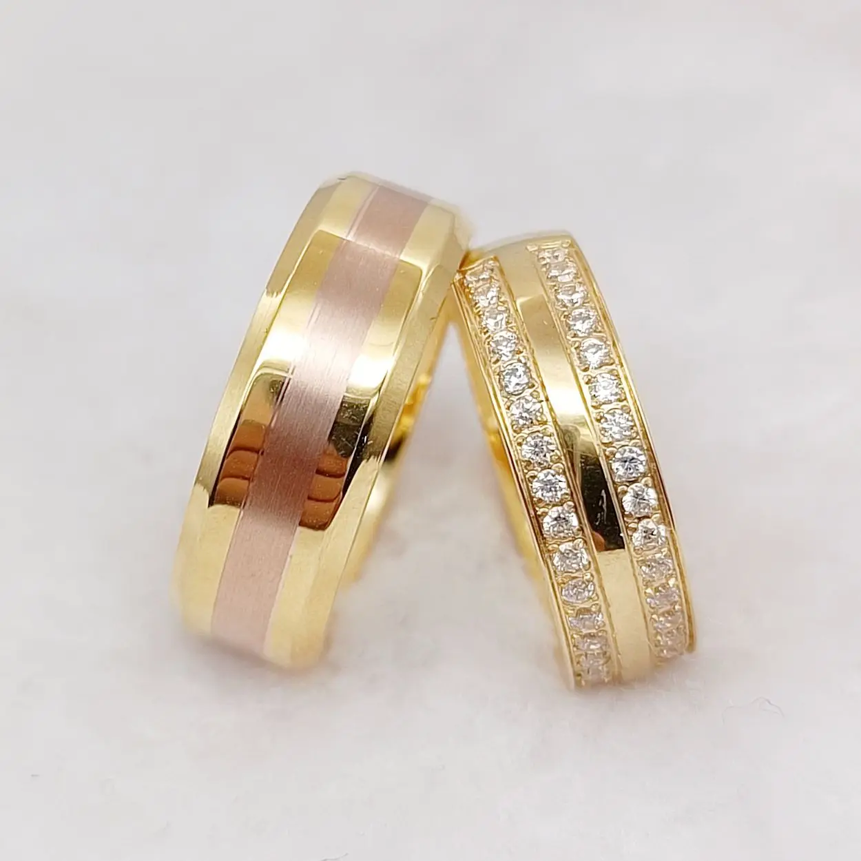 

High Quality Couple Wedding Rings For Lovers Men And Women Lover's 18k Gold Plated Marriage Jewelry cz Diamond Statement Ring