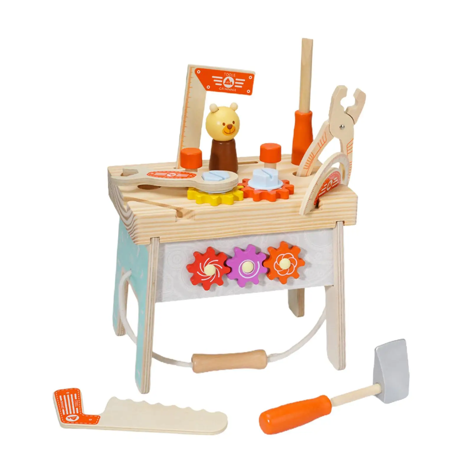 

Wooden Tool Bench Set Children Toddlers Toy All Edge Rounded Corner Design
