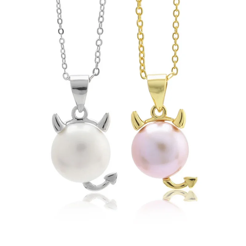 

MeiBaPJ Natural Freshwater Pearl Fashion Pendant Necklace 925 Sterling Silver Fine Wedding Jewelry for Women
