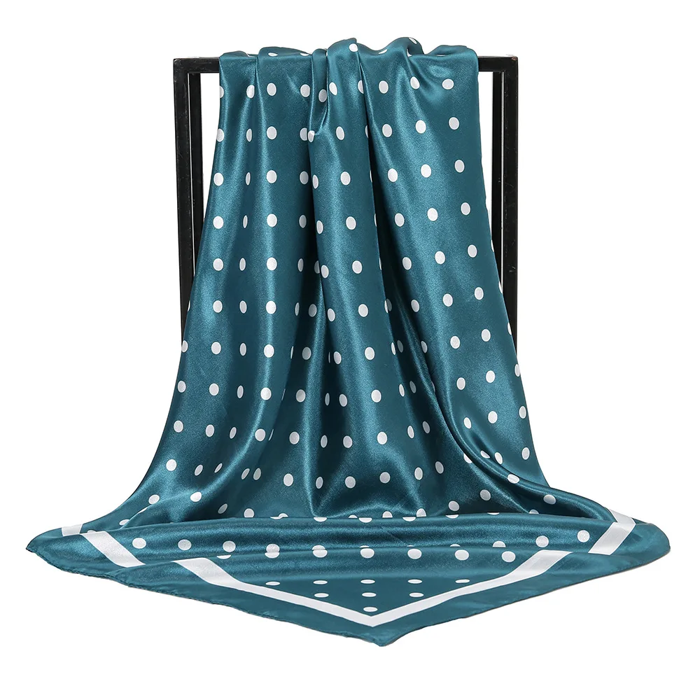 Роскошный брендовый дизайнерский женский Шелковый квадратный шарф 90*90 см, тюрбан с геометрическими точками, модные женские шарфы шаль, косынка, Hijab Echarpe