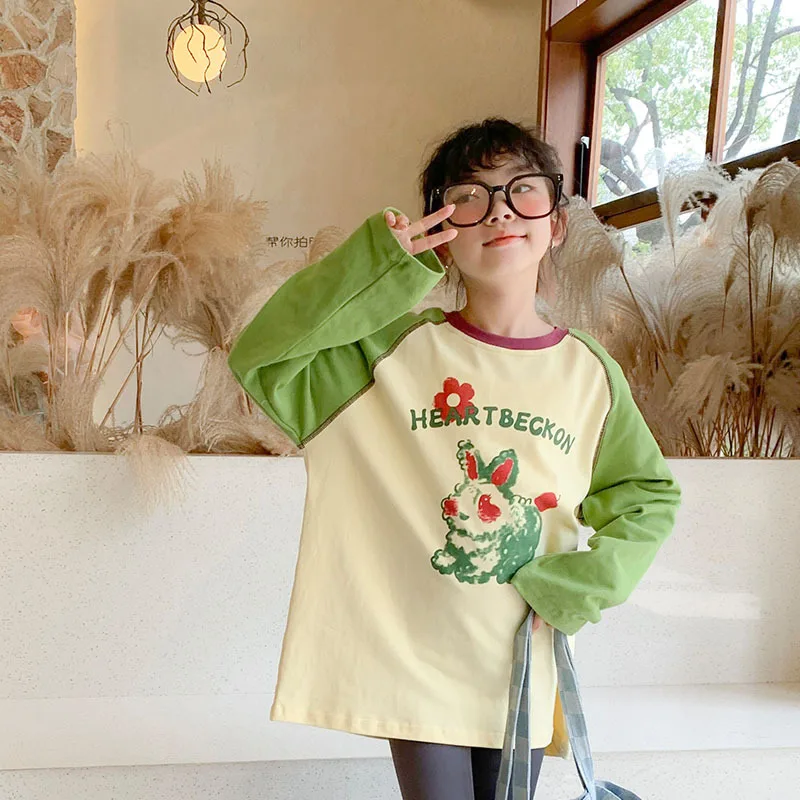 

Kids Girl Cartoon Rabbit T-shirt 2022 Fall Winter Fashion Casual Tops for Girl 8 10 12 years