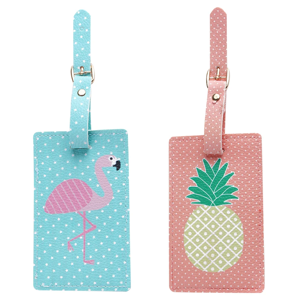 

2Pcs Travel Luggage Bag Tag Pineapple Flamingo ID Labels Tag for Baggage Suitcase