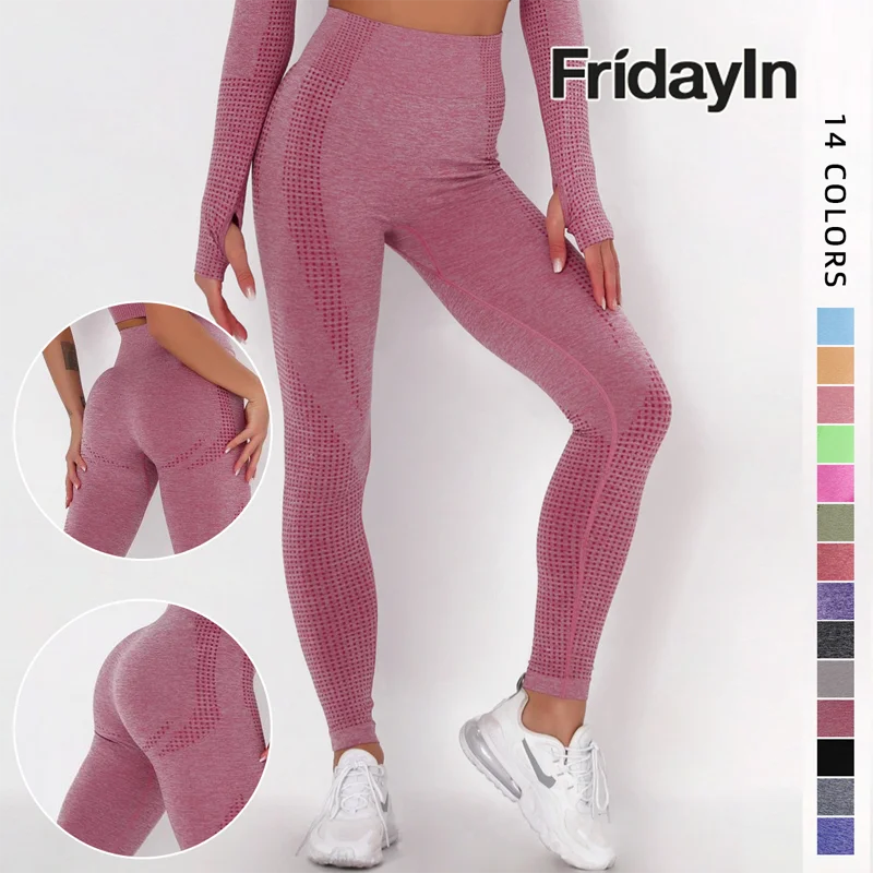 

Women's Knitted Jacquard High Waist Seamless Yoga Pants Elastic Butt Lifting Slim Fitness Leggings Quick Drying Workout Tights