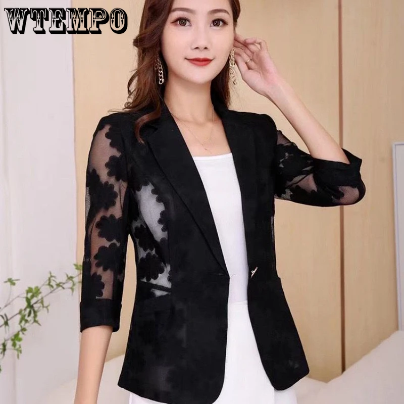 Lace Suit Jacket Women's Three Quarter Sleeved Suit Spring Summer Fashionable Sunscreen Shirt Drop Shipping