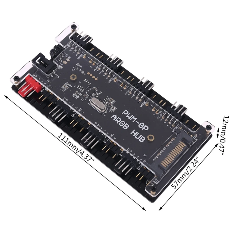 

634B PWM вентилятор + 5В 3PIN ARGB освещение 2 в 1 контроллер концентратора синхронизации от 1 до 8 многосторонний сплиттер