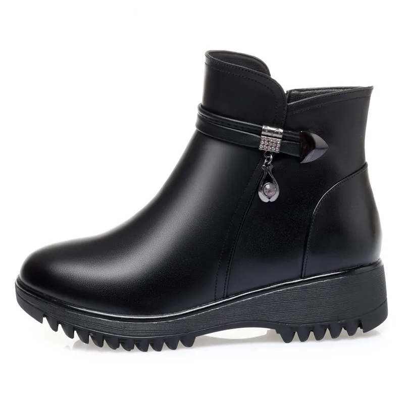 Женские зимние ботинки из толстой шерсти большой размер 41 42 43 женские короткие