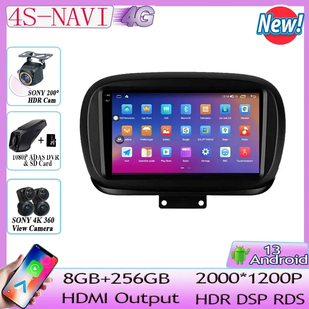 

7862 CPU Android 13 For Fiat 500X 2014 - 2020 Car Radio Stereo head unit multimedia player navigation GPS No 2din DVD 5G WIFI